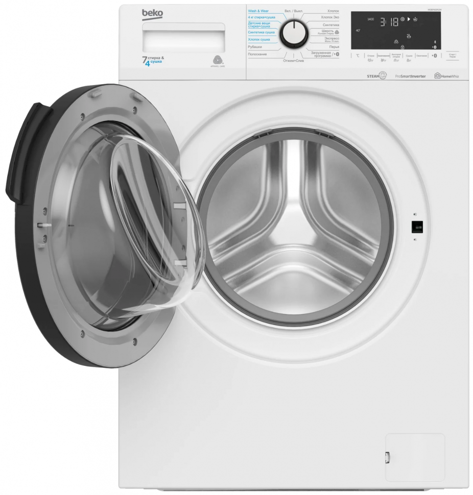 Стиральная машина с сушкой Beko WDB7425R2W, белый