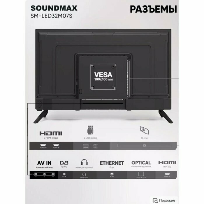 Телевизор SoundMAX SM-LED32M07S (черный)