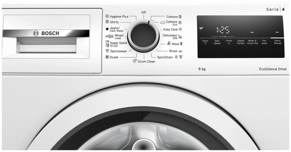 Стиральная машина Bosch WAN24200ME белый, инверторный EcoSilenceDrive двигатель
